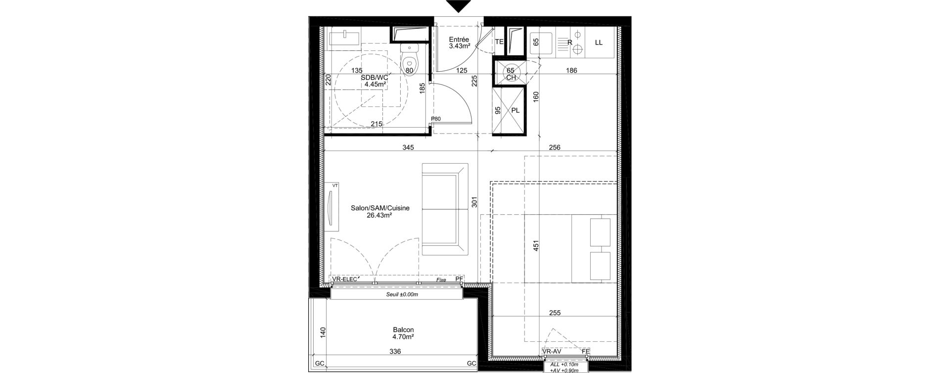 Appartement T1 de 34,31 m2 &agrave; Dreux Centre