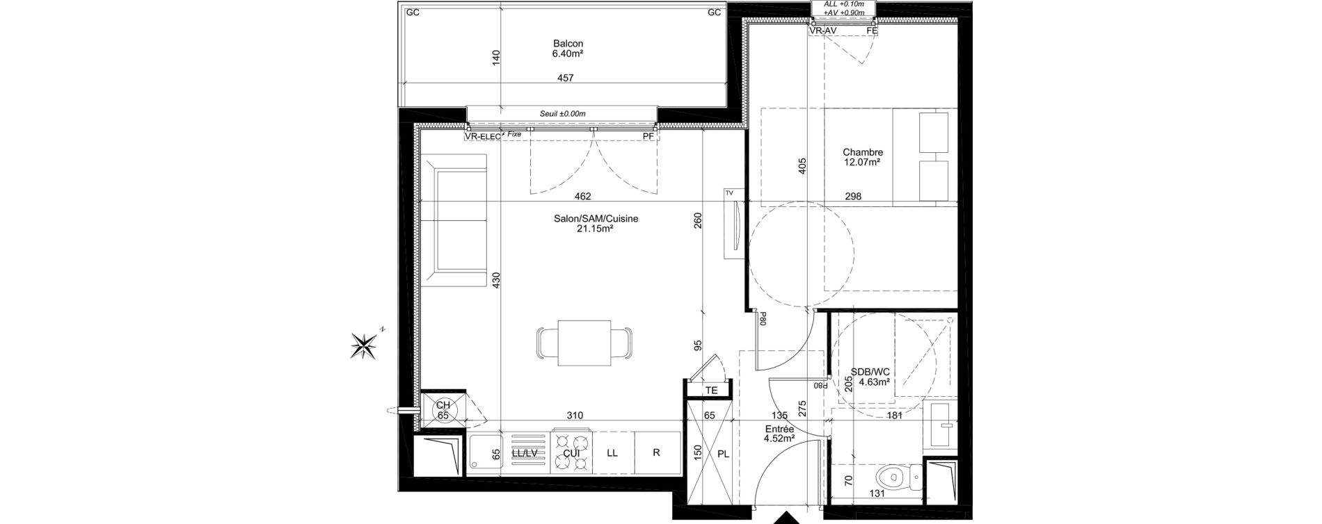 Appartement T2 de 42,37 m2 à Dreux Centre