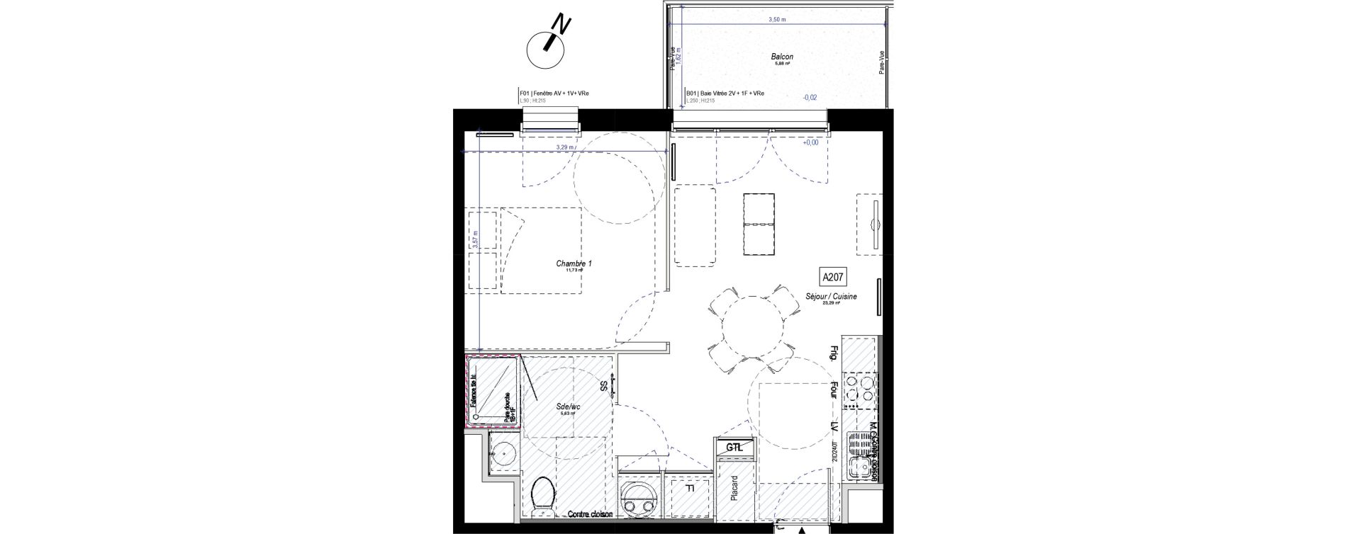 Appartement T2 de 40,65 m2 &agrave; Dreux Zac du square