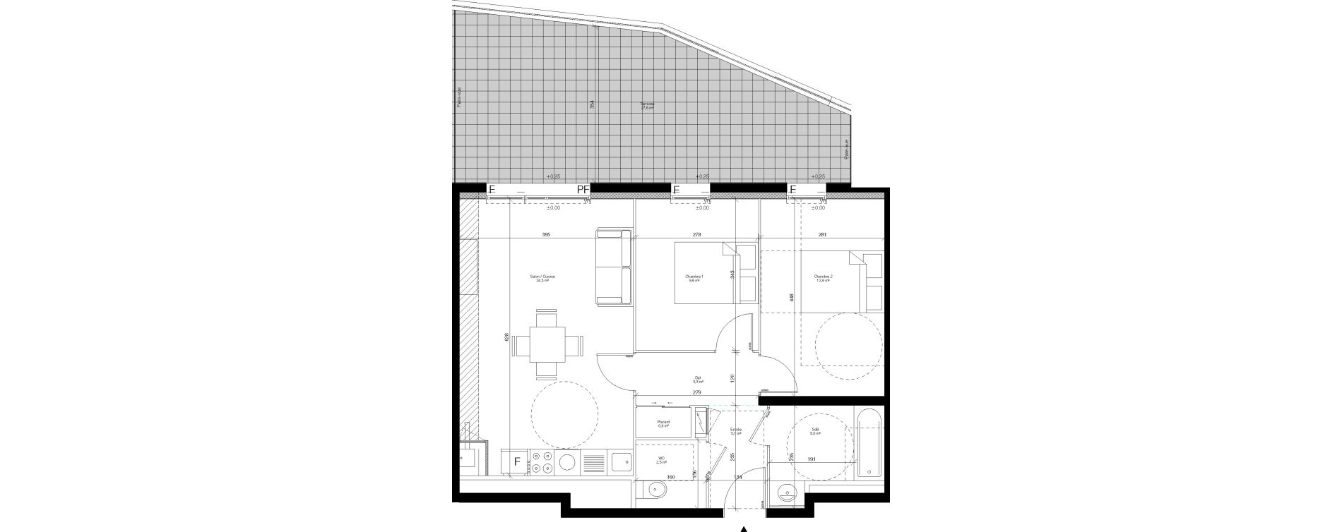 Appartement T3 de 61,30 m2 &agrave; Hanches Centre