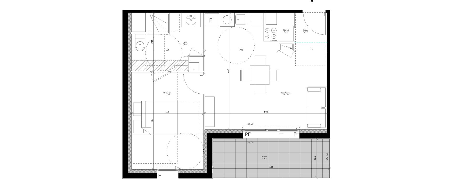 Appartement T2 de 42,30 m2 &agrave; Hanches Centre