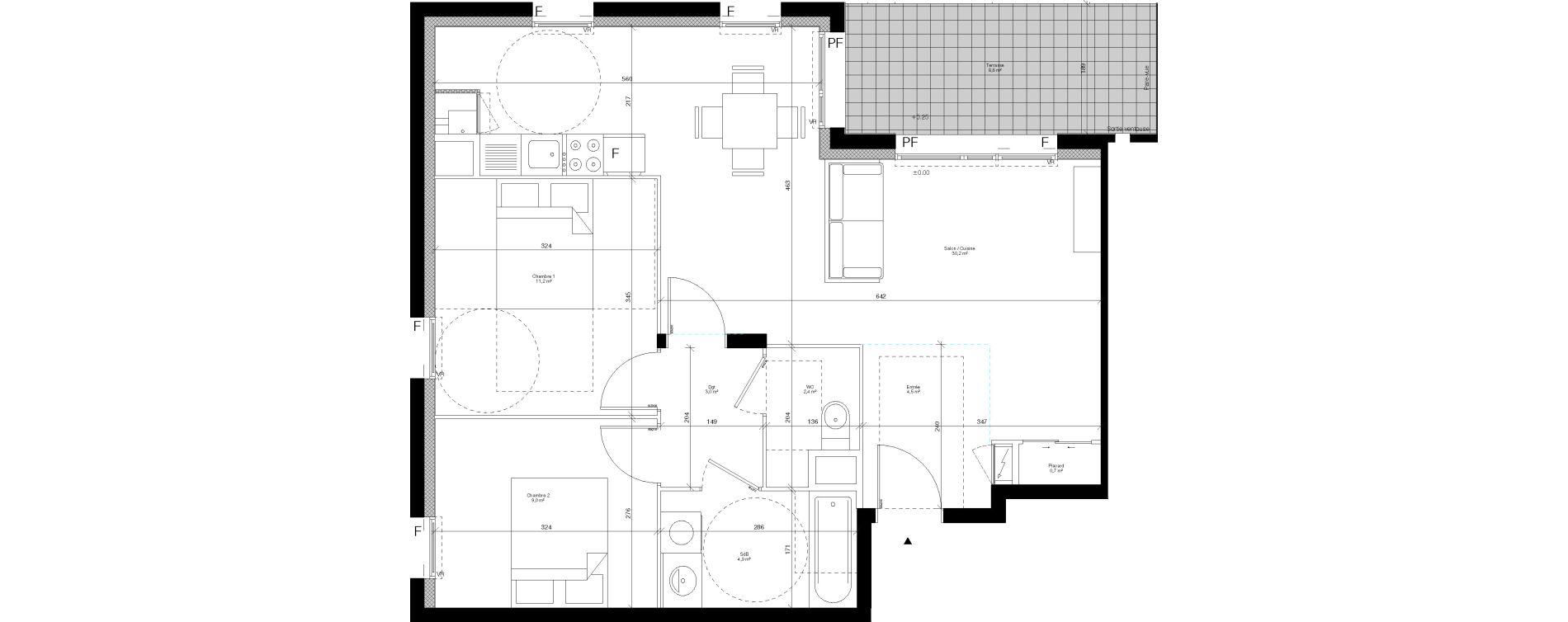 Appartement T3 de 65,90 m2 &agrave; Hanches Centre