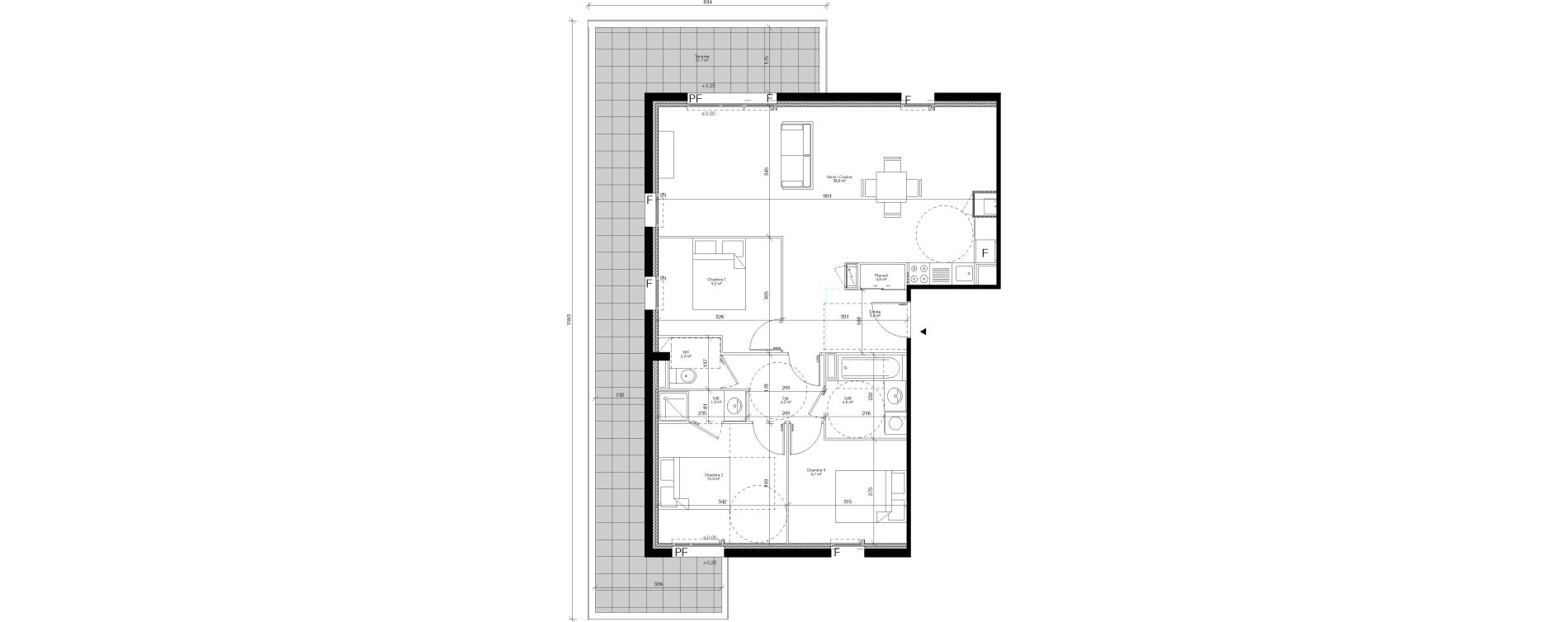 Appartement T4 de 85,10 m2 &agrave; Hanches Centre