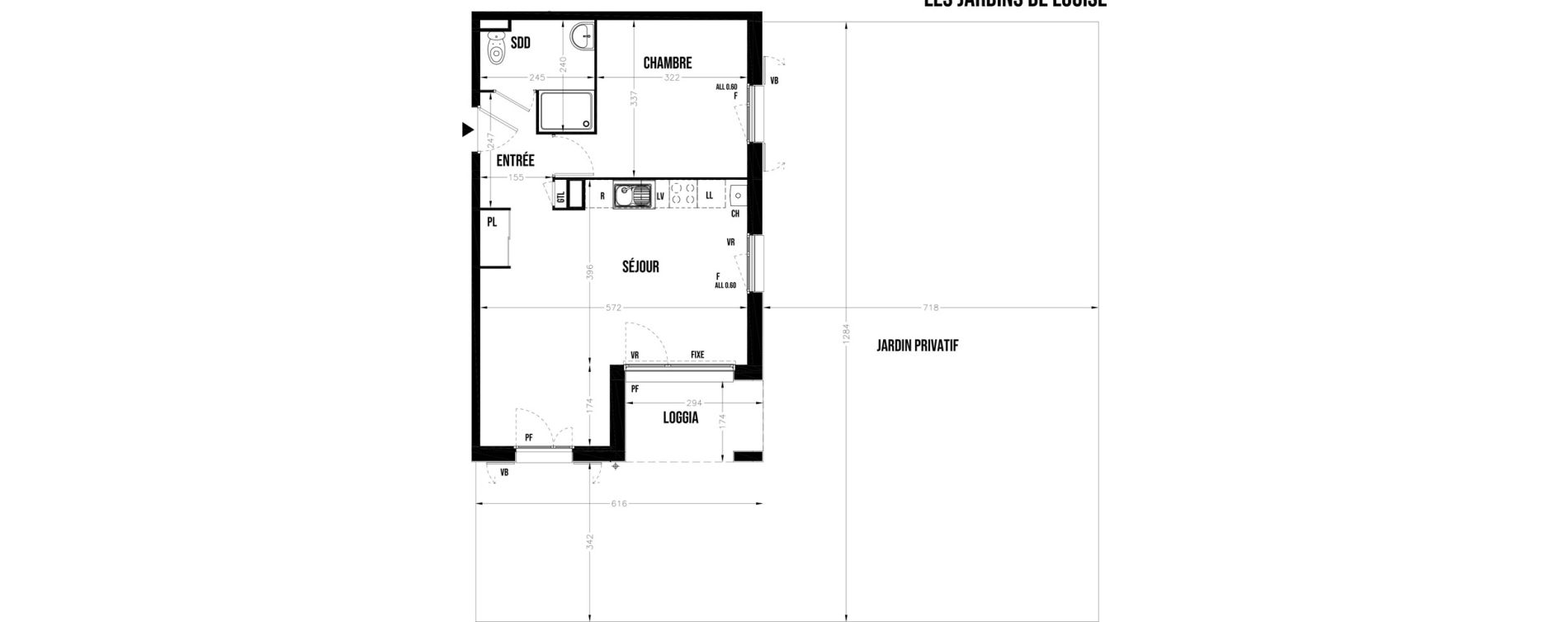 Appartement T2 de 45,82 m2 au Coudray Centre