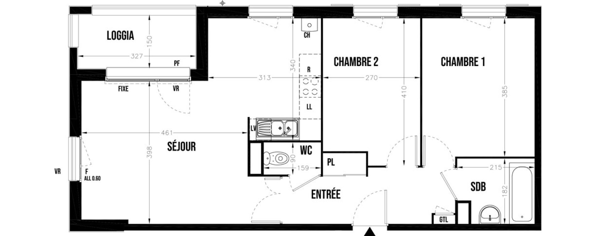Appartement T3 de 63,59 m2 au Coudray Centre