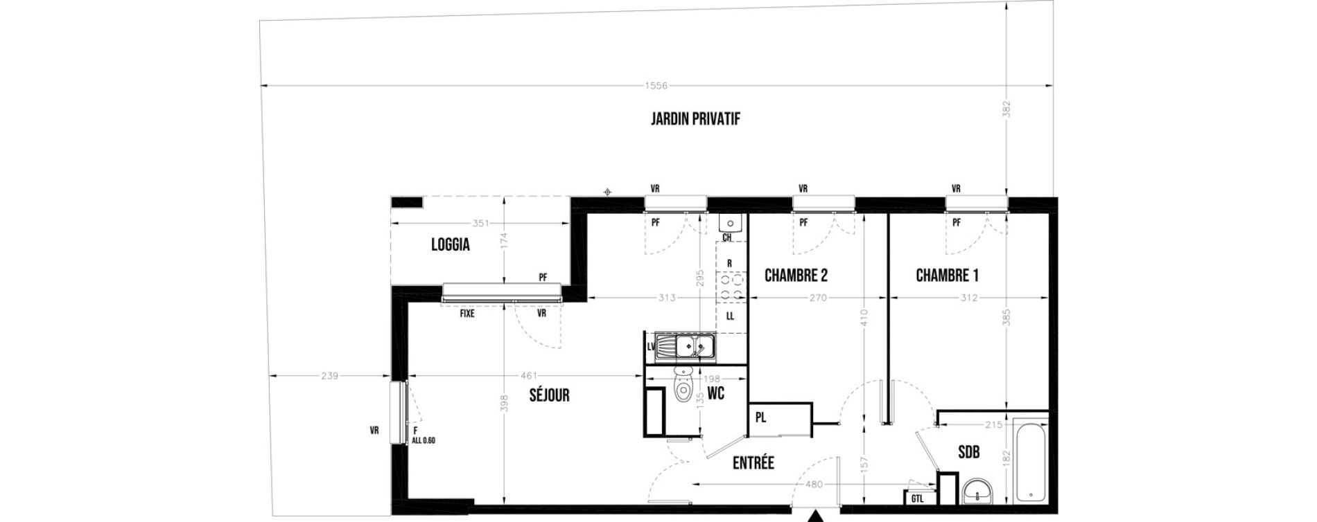 Appartement T3 de 63,55 m2 au Coudray Centre