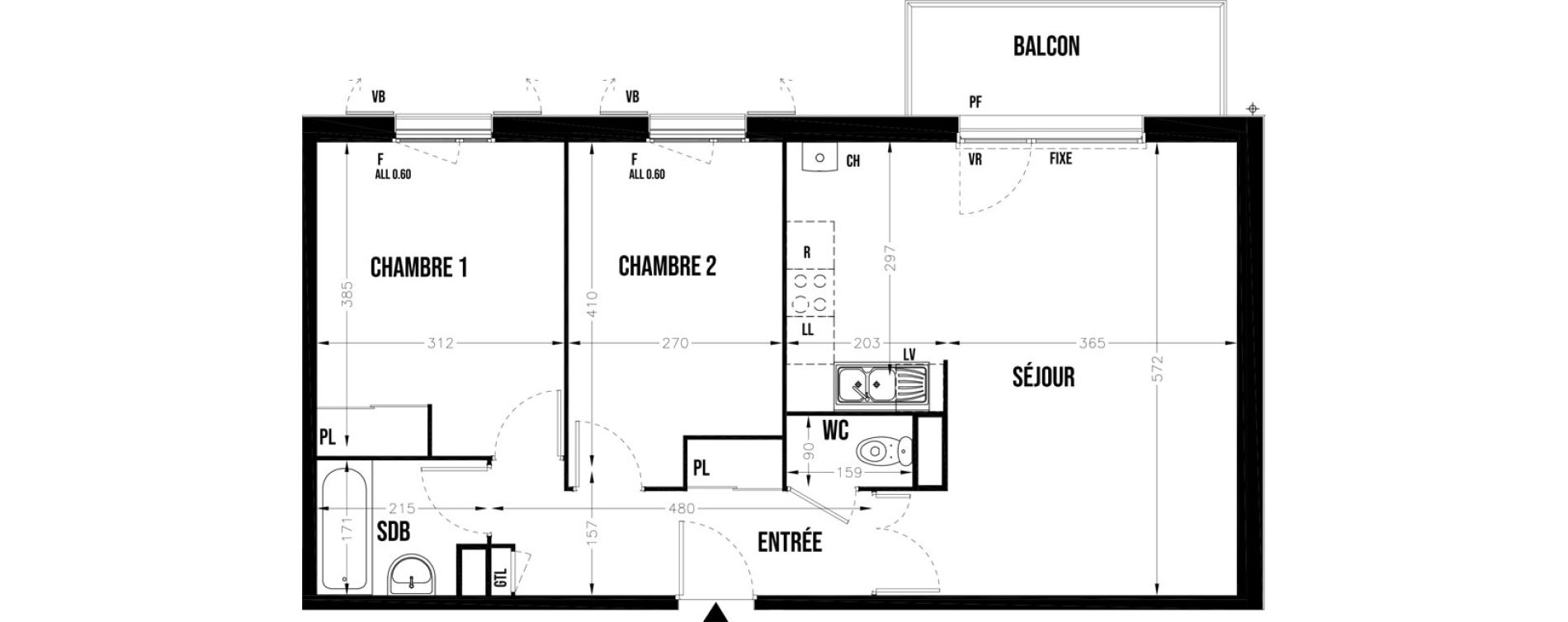 Appartement T3 de 64,33 m2 au Coudray Centre
