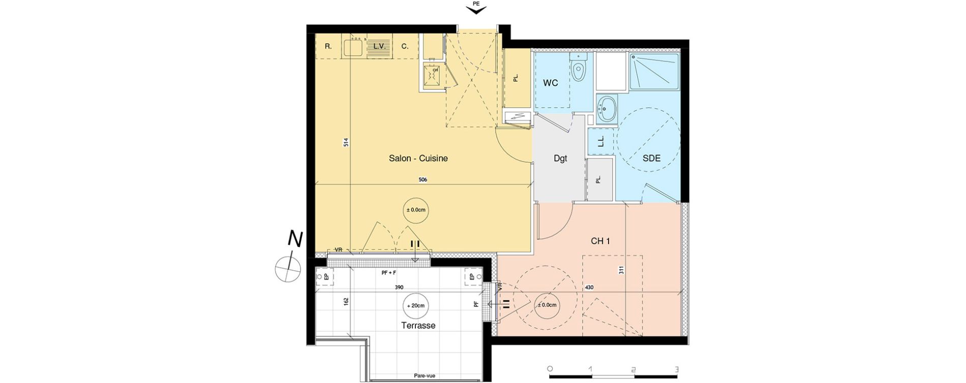 Appartement T2 de 48,52 m2 &agrave; Luc&eacute; Centre