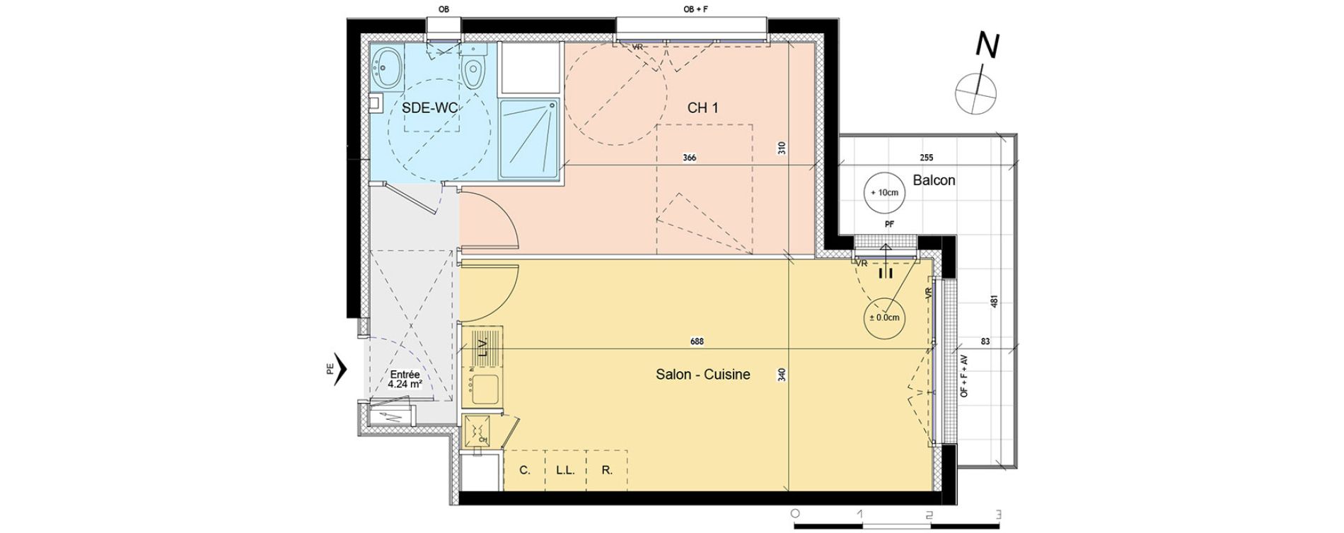 Appartement T2 de 44,90 m2 &agrave; Luc&eacute; Centre