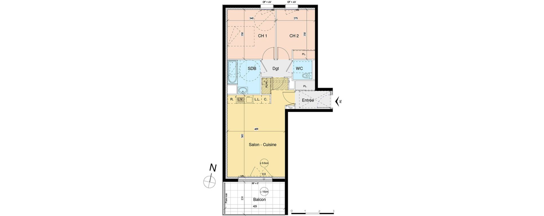 Appartement T3 de 62,00 m2 &agrave; Luc&eacute; Centre