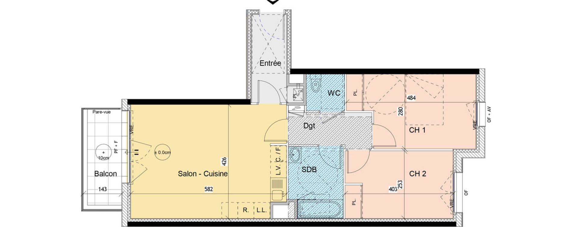 Appartement T3 de 62,12 m2 &agrave; Luc&eacute; Centre