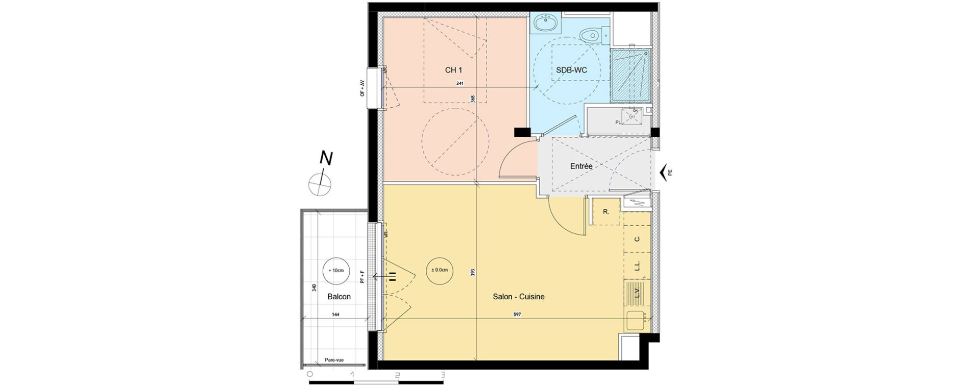 Appartement T2 de 43,46 m2 &agrave; Luc&eacute; Centre