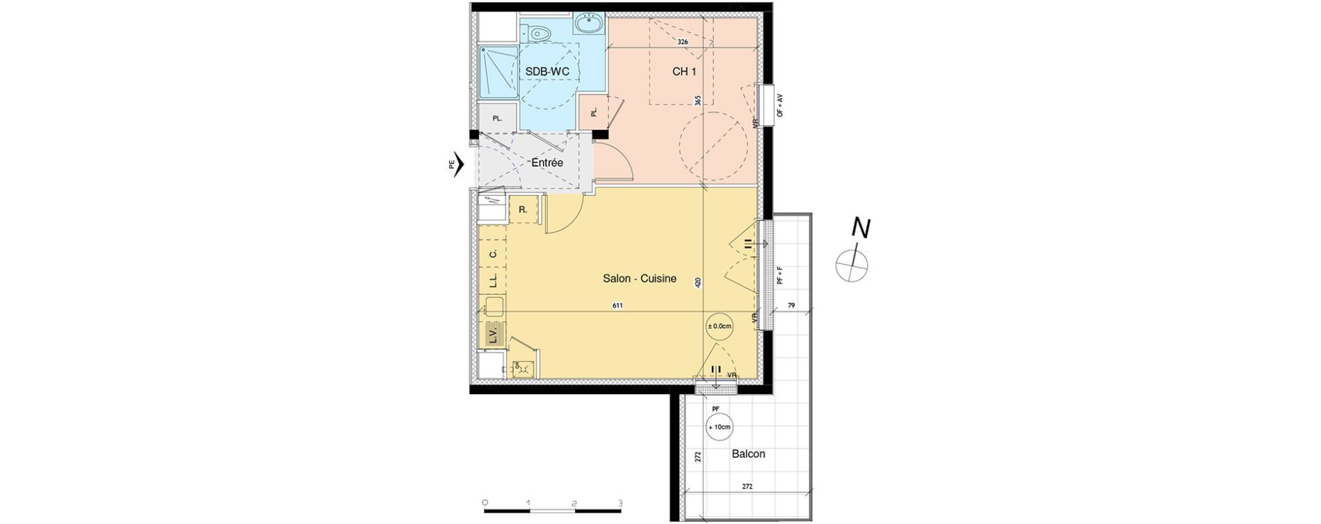 Appartement T2 de 46,04 m2 &agrave; Luc&eacute; Centre