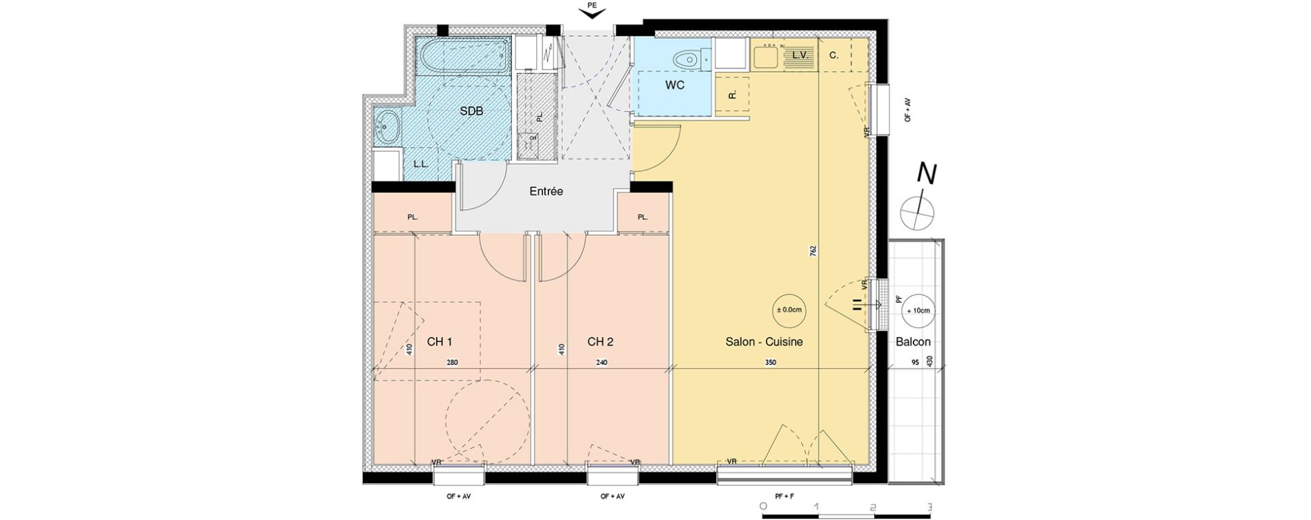 Appartement T3 de 63,28 m2 &agrave; Luc&eacute; Centre