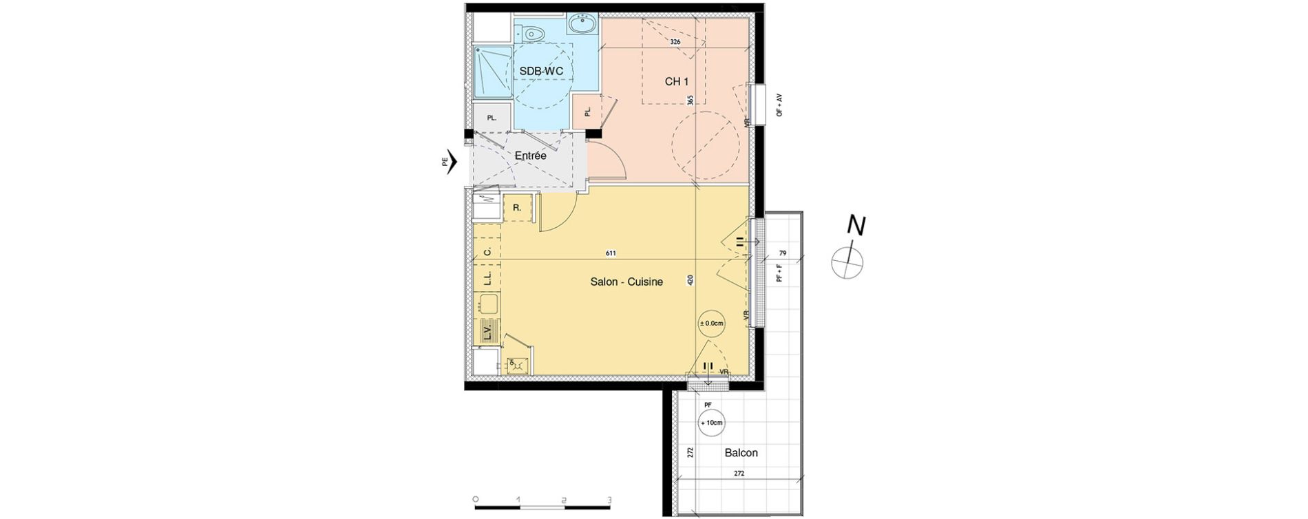 Appartement T2 de 46,04 m2 &agrave; Luc&eacute; Centre