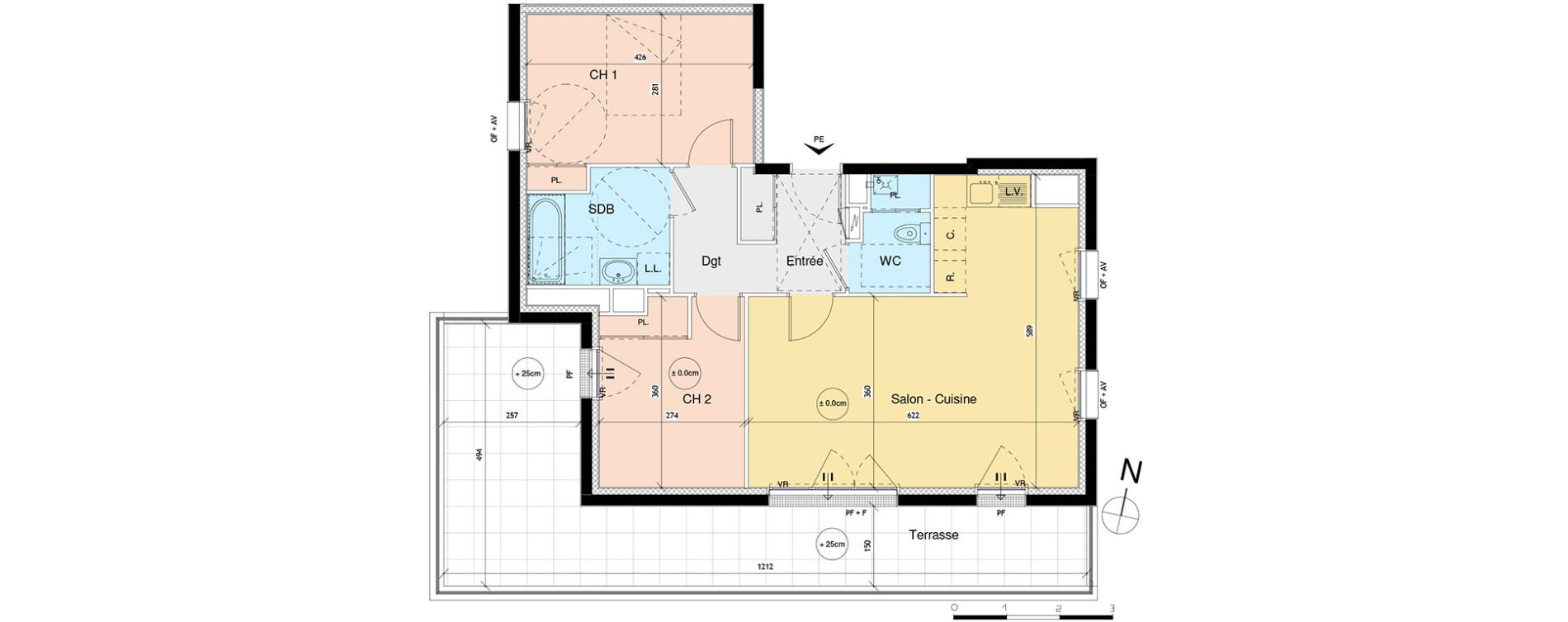 Appartement T3 de 65,68 m2 &agrave; Luc&eacute; Centre