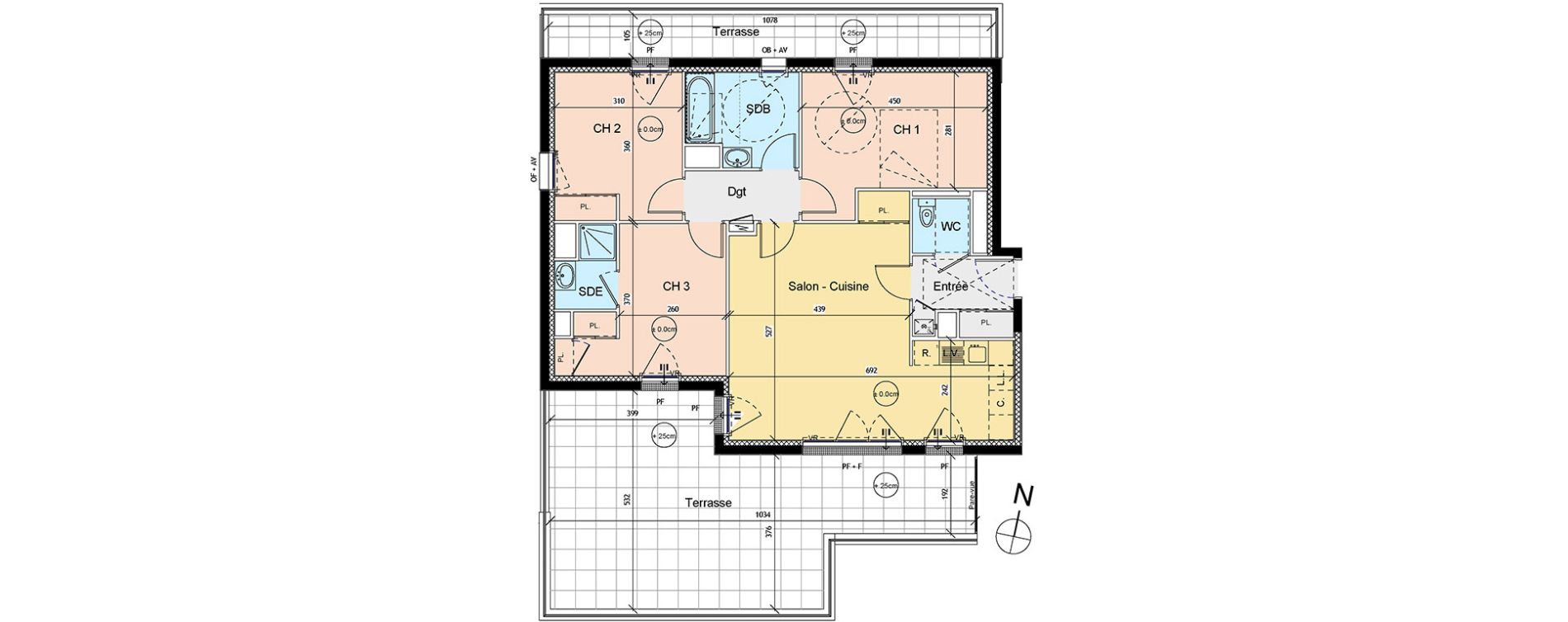 Appartement T4 de 84,61 m2 &agrave; Luc&eacute; Centre