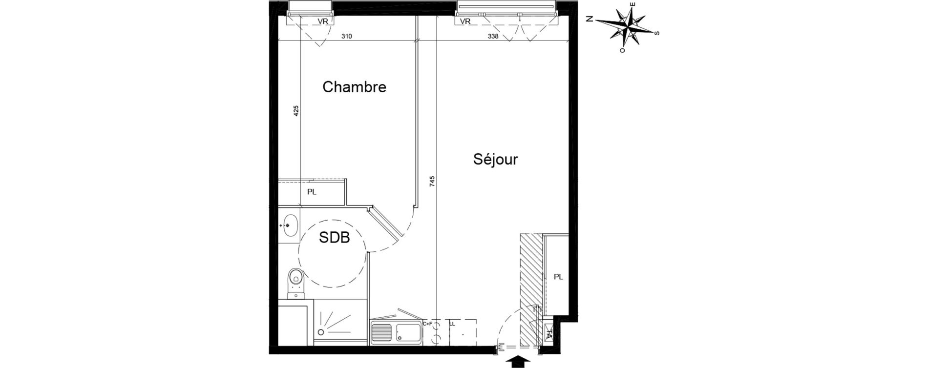 Appartement T2 de 46,61 m2 &agrave; Luc&eacute; Centre