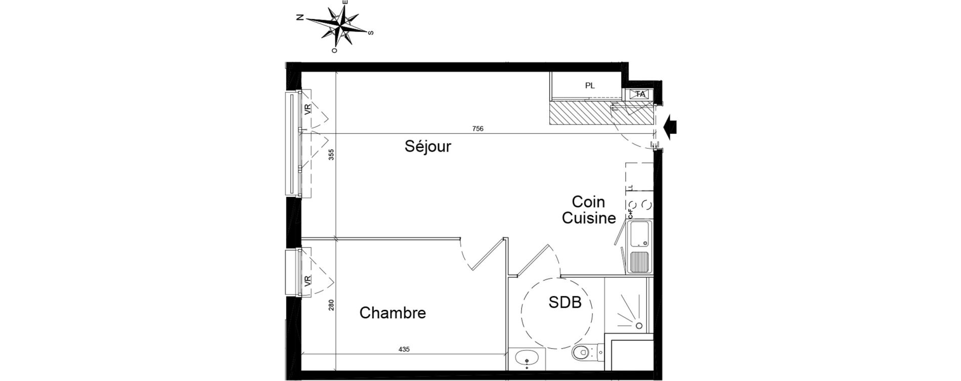 Appartement T2 de 46,35 m2 &agrave; Luc&eacute; Centre