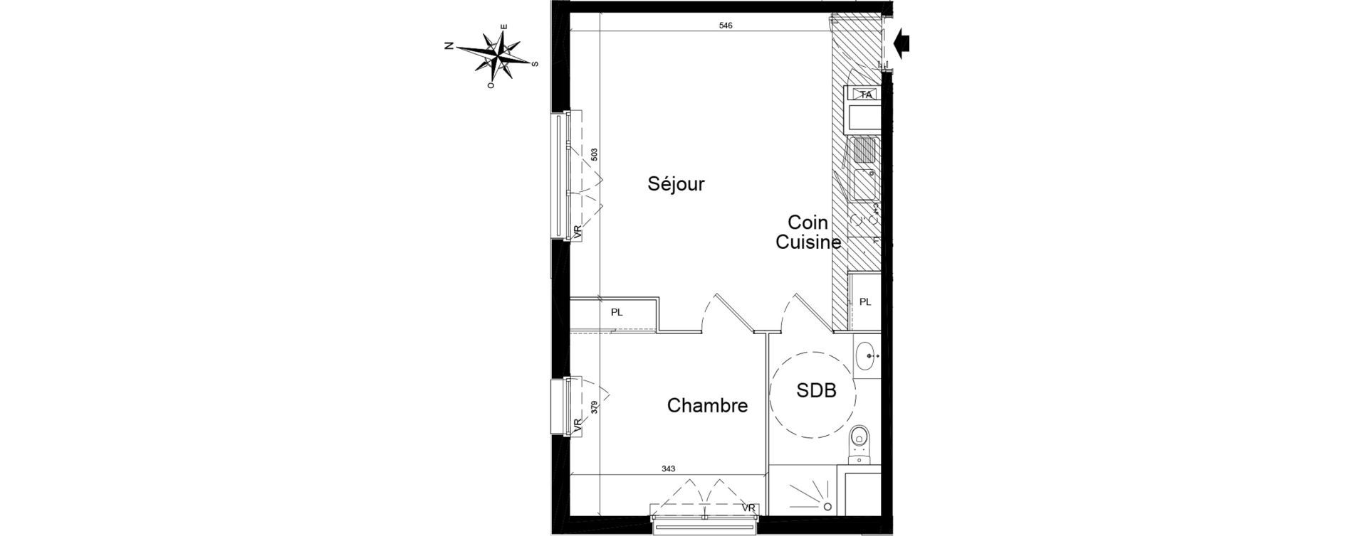 Appartement T2 de 46,66 m2 &agrave; Luc&eacute; Centre