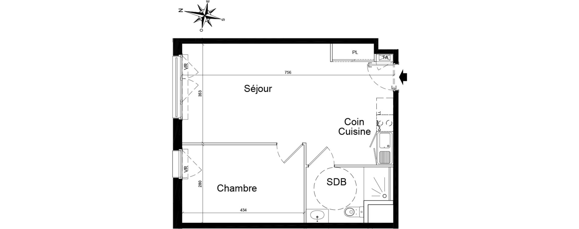 Appartement T2 de 46,14 m2 &agrave; Luc&eacute; Centre