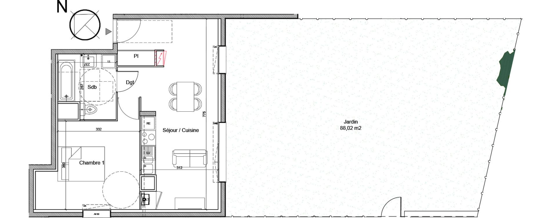 Appartement T2 de 46,14 m2 &agrave; Luc&eacute; Mar&eacute;chal leclerc