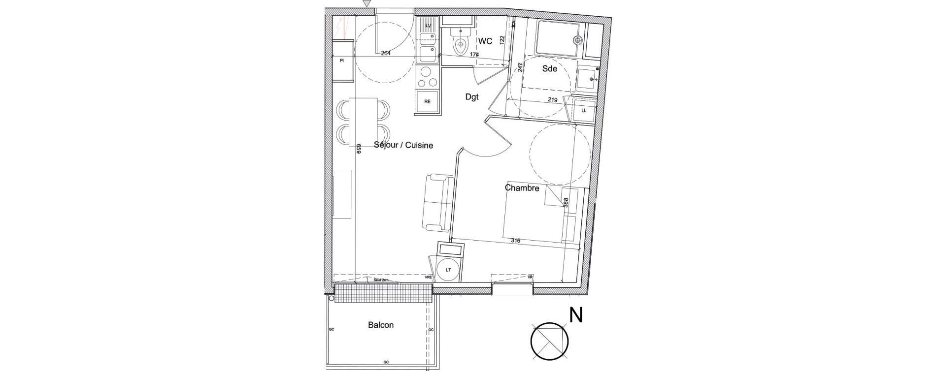 Appartement T2 de 39,94 m2 &agrave; Luc&eacute; Mar&eacute;chal leclerc