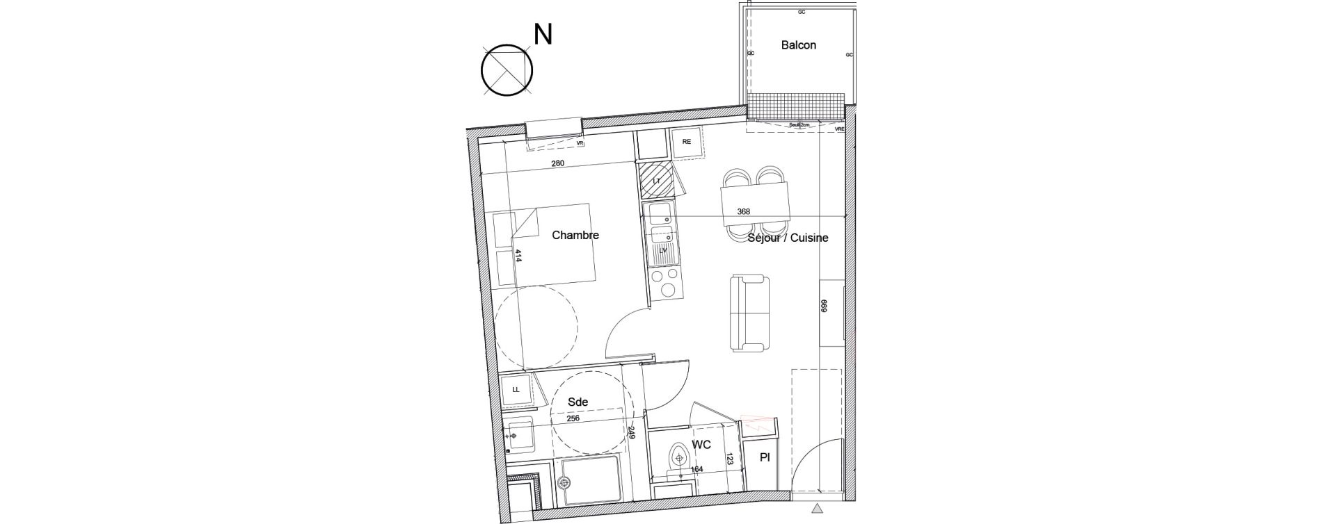 Appartement T2 de 40,17 m2 &agrave; Luc&eacute; Mar&eacute;chal leclerc
