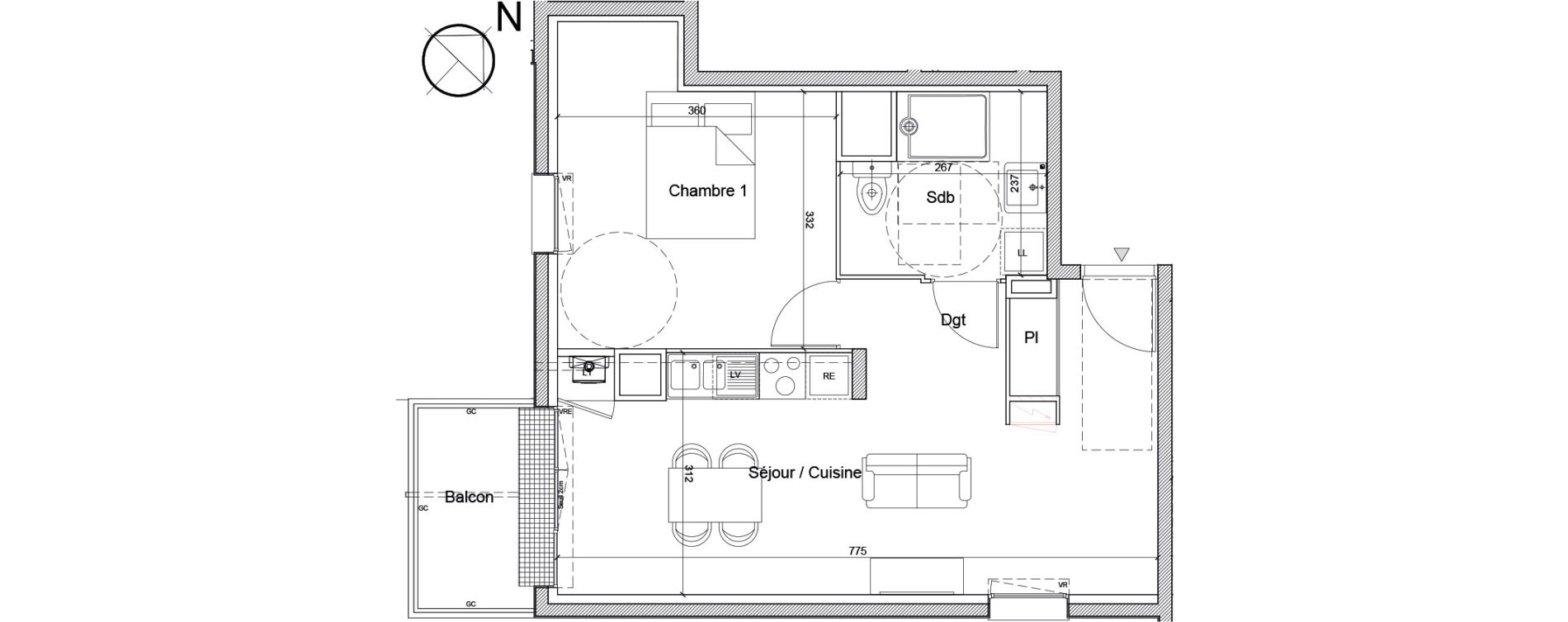 Appartement T2 de 46,01 m2 &agrave; Luc&eacute; Mar&eacute;chal leclerc