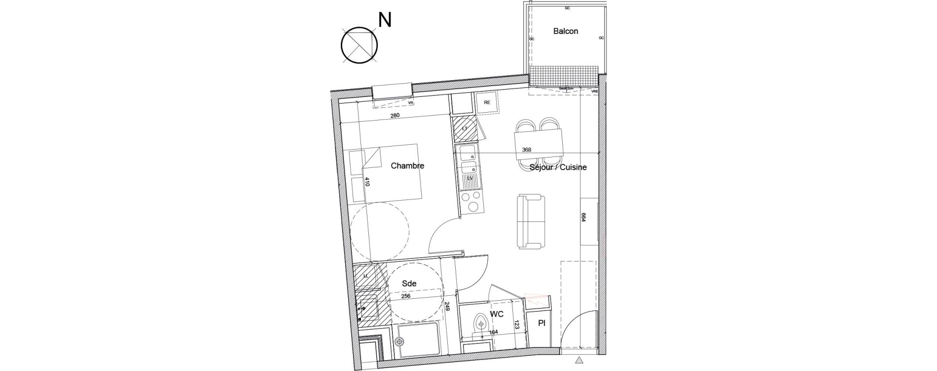 Appartement T2 de 39,90 m2 &agrave; Luc&eacute; Mar&eacute;chal leclerc