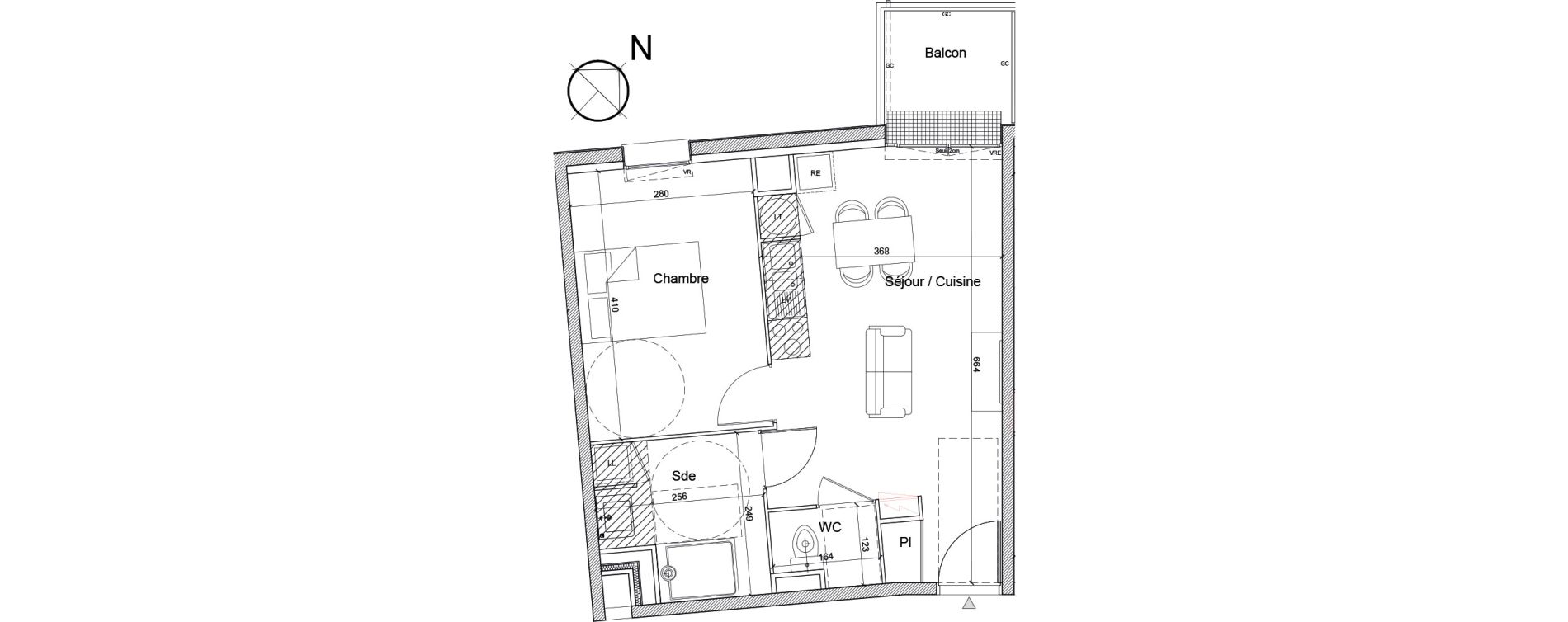 Appartement T2 de 39,90 m2 &agrave; Luc&eacute; Mar&eacute;chal leclerc