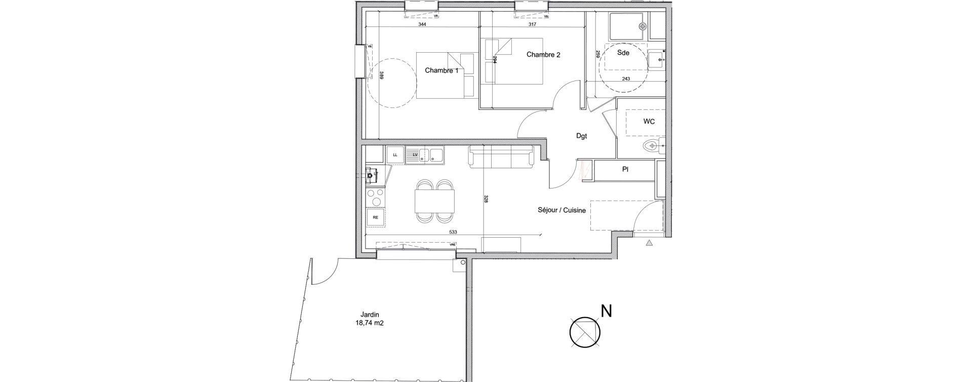 Appartement T3 de 61,81 m2 &agrave; Luc&eacute; Mar&eacute;chal leclerc