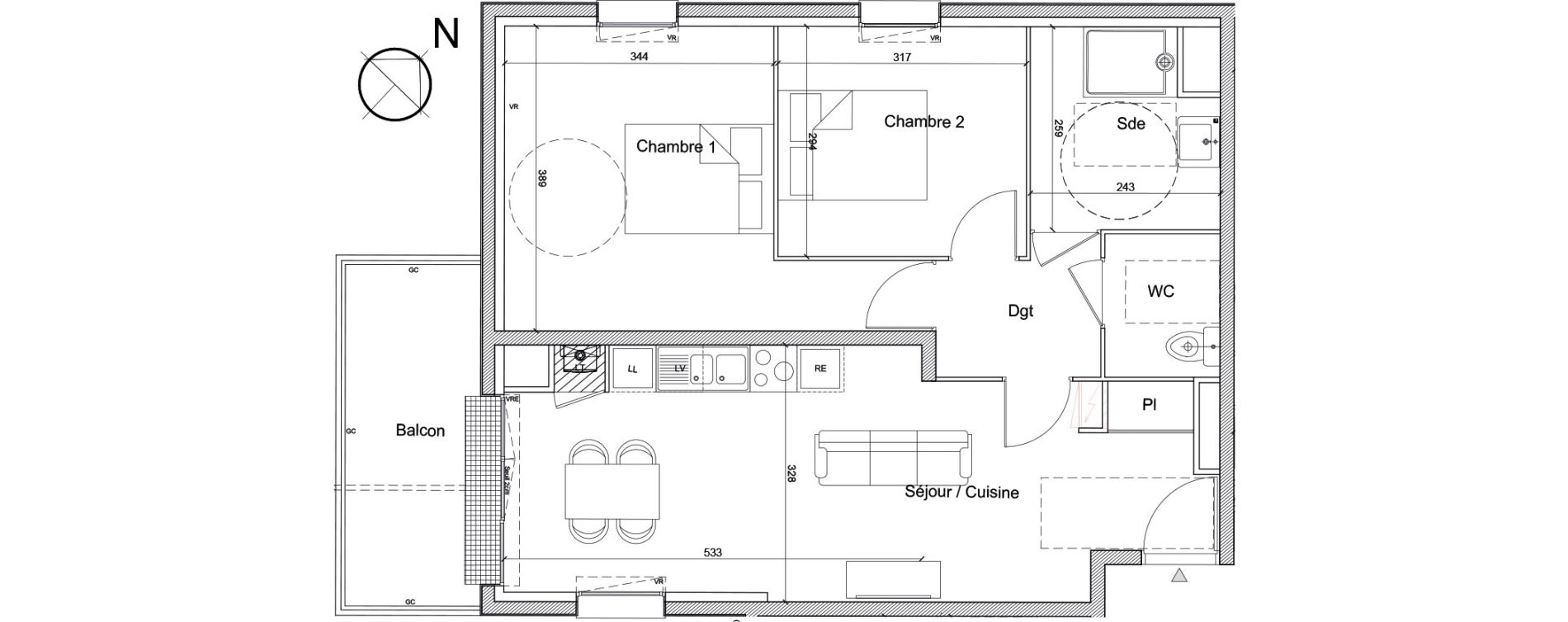 Appartement T3 de 62,08 m2 &agrave; Luc&eacute; Mar&eacute;chal leclerc