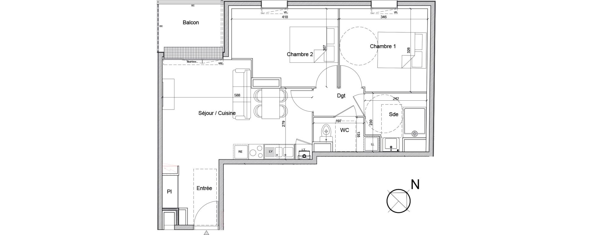 Appartement T3 de 57,11 m2 &agrave; Luc&eacute; Mar&eacute;chal leclerc