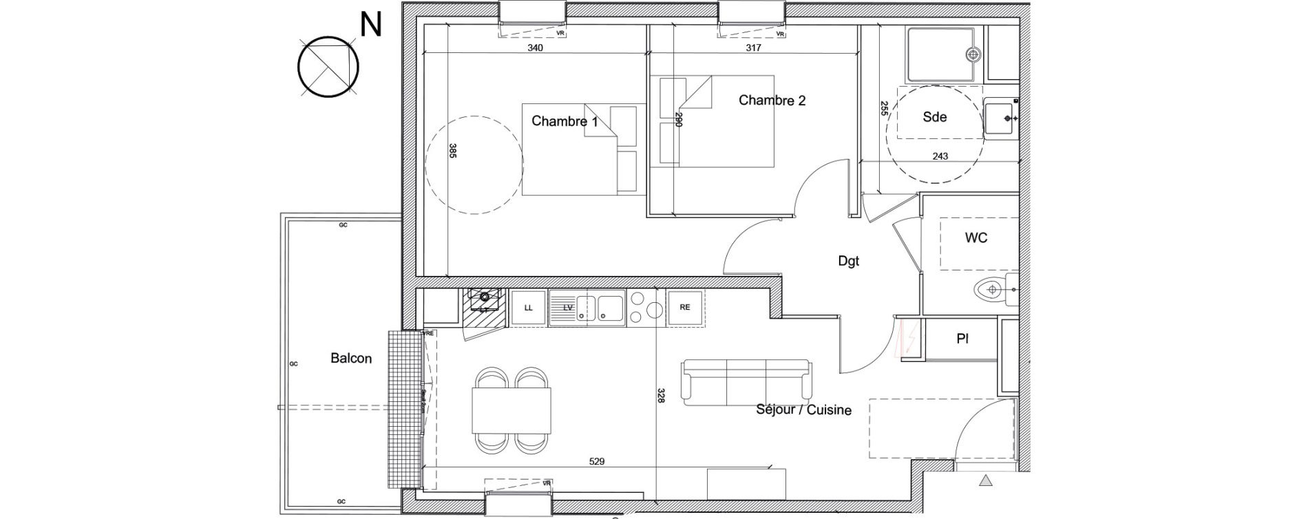 Appartement T3 de 61,23 m2 &agrave; Luc&eacute; Mar&eacute;chal leclerc