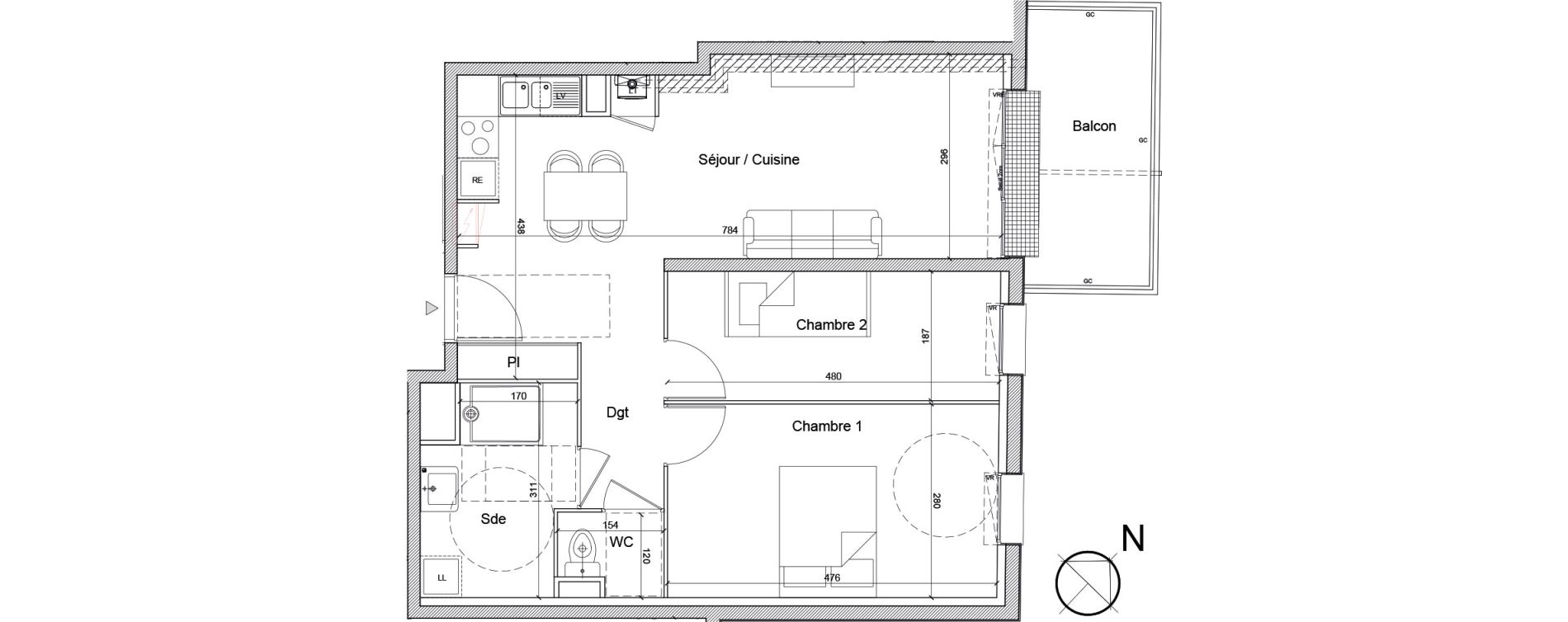 Appartement T3 de 59,26 m2 &agrave; Luc&eacute; Mar&eacute;chal leclerc