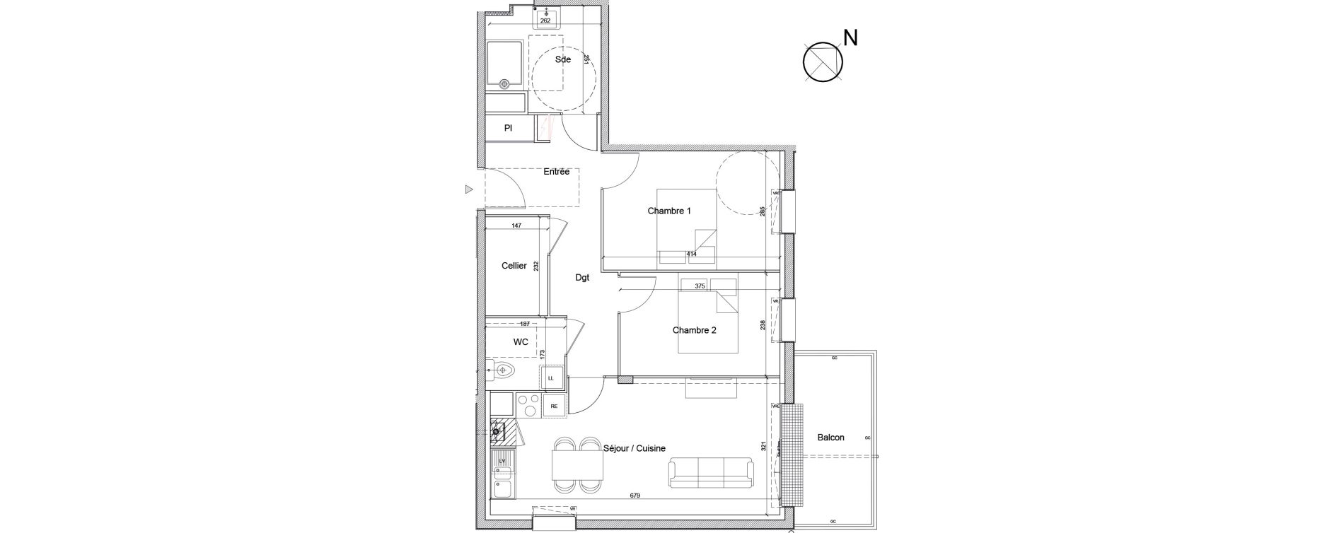 Appartement T3 de 65,08 m2 &agrave; Luc&eacute; Mar&eacute;chal leclerc
