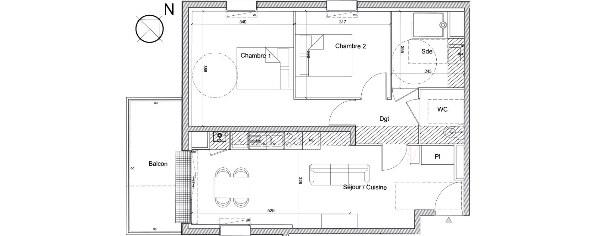 Appartement T3 de 61,23 m2 &agrave; Luc&eacute; Mar&eacute;chal leclerc