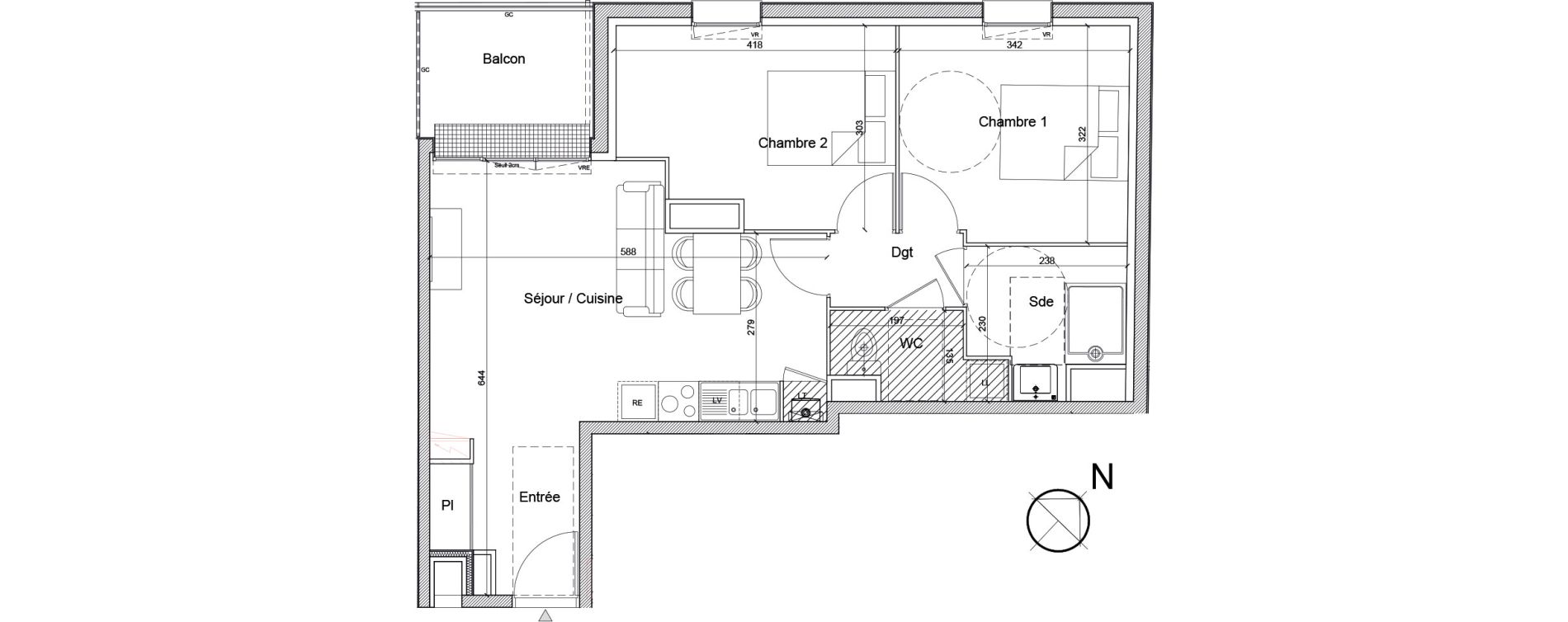 Appartement T3 de 56,34 m2 &agrave; Luc&eacute; Mar&eacute;chal leclerc