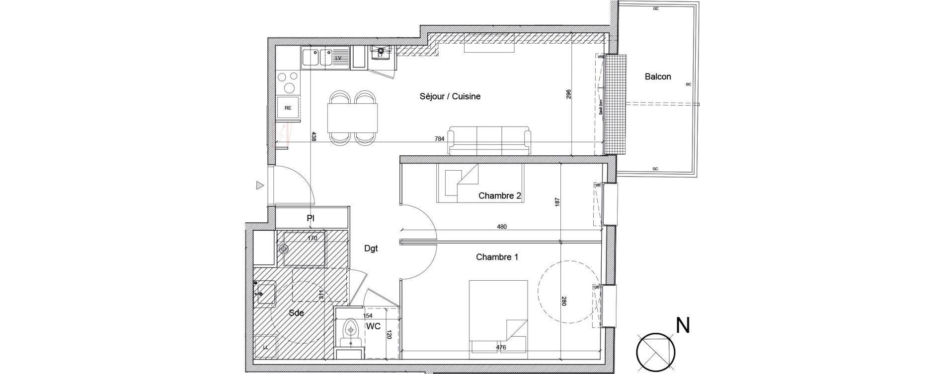 Appartement T3 de 59,26 m2 &agrave; Luc&eacute; Mar&eacute;chal leclerc