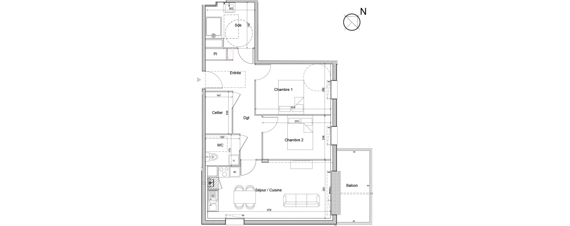 Appartement T3 de 65,08 m2 &agrave; Luc&eacute; Mar&eacute;chal leclerc