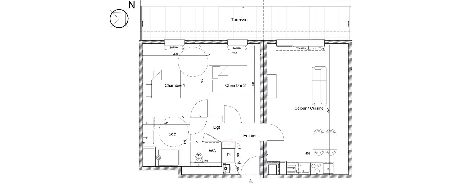 Appartement T3 de 60,86 m2 &agrave; Luc&eacute; Mar&eacute;chal leclerc