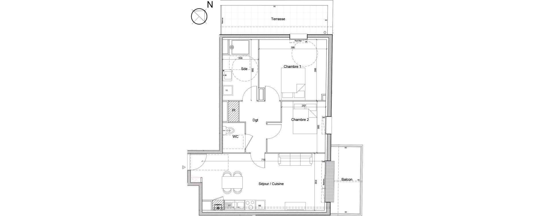 Appartement T3 de 62,56 m2 &agrave; Luc&eacute; Mar&eacute;chal leclerc