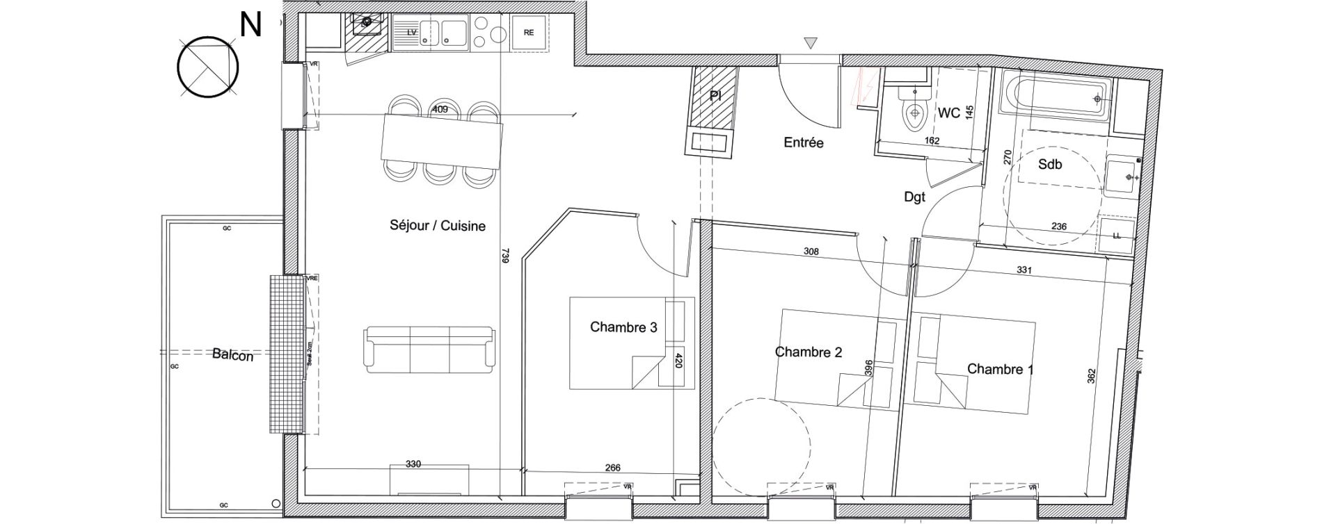 Appartement T4 de 81,42 m2 &agrave; Luc&eacute; Mar&eacute;chal leclerc