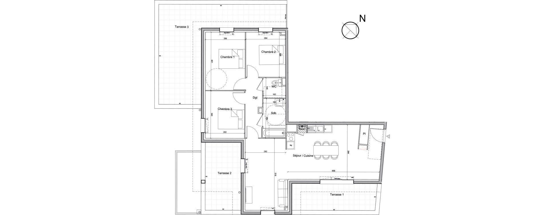 Appartement T4 de 84,84 m2 &agrave; Luc&eacute; Mar&eacute;chal leclerc