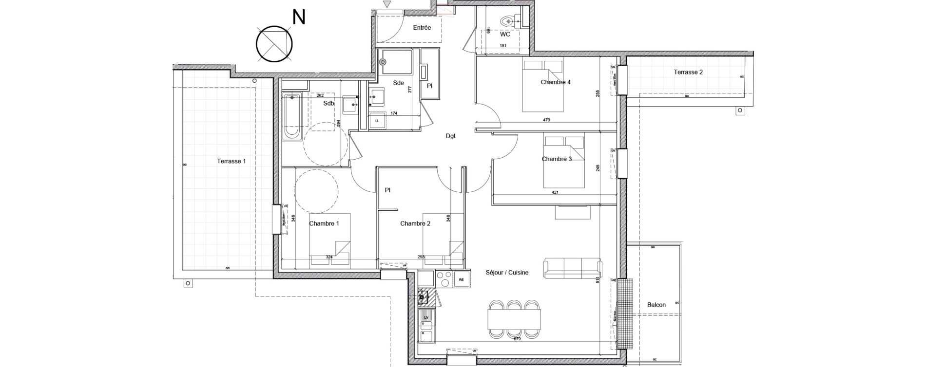 Appartement T5 de 104,48 m2 &agrave; Luc&eacute; Mar&eacute;chal leclerc