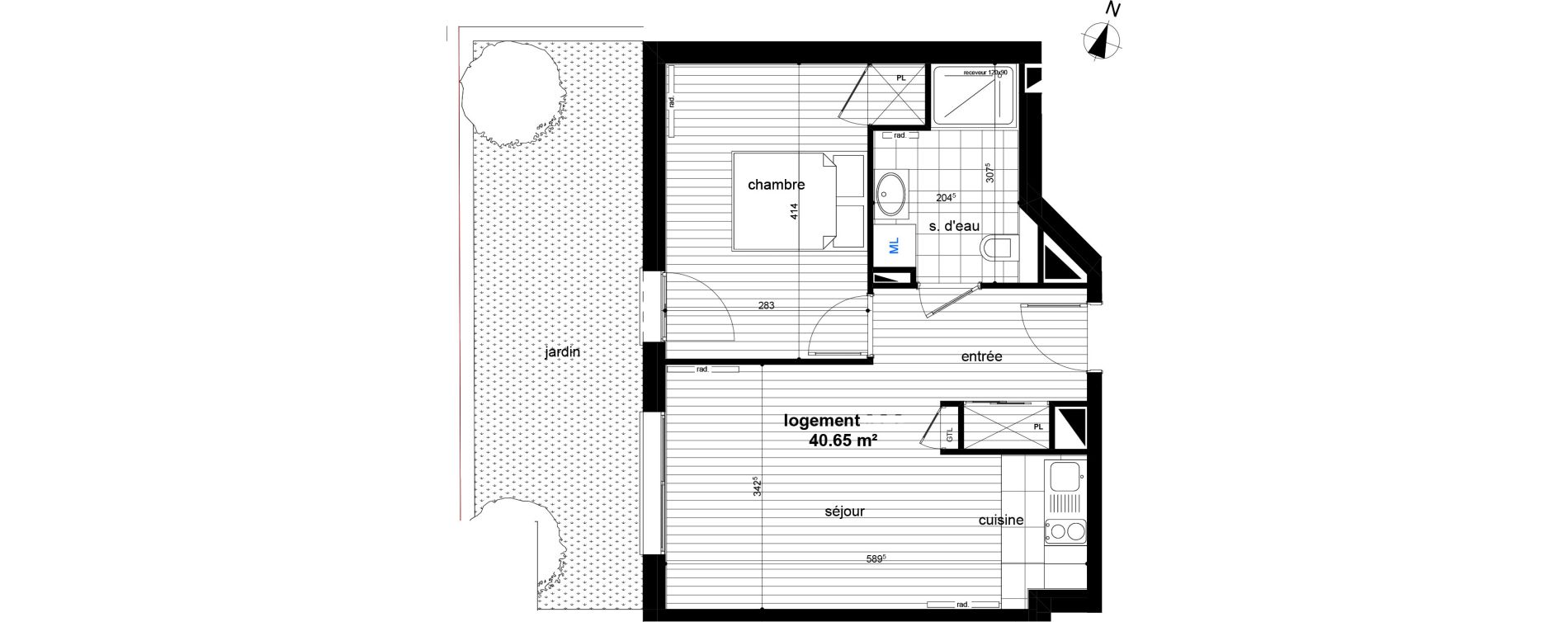 Appartement T2 de 40,65 m2 &agrave; Luc&eacute; Centre