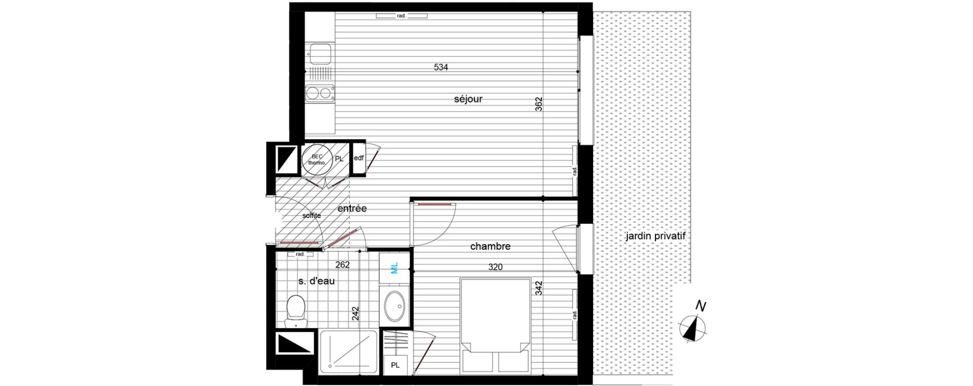 Appartement T2 de 39,00 m2 &agrave; Luc&eacute; Centre