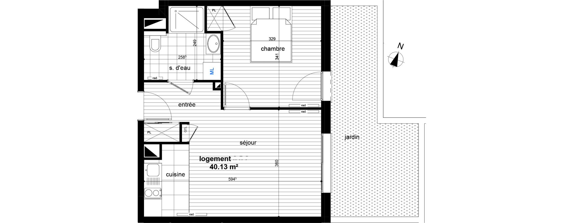 Appartement T2 de 40,13 m2 &agrave; Luc&eacute; Centre