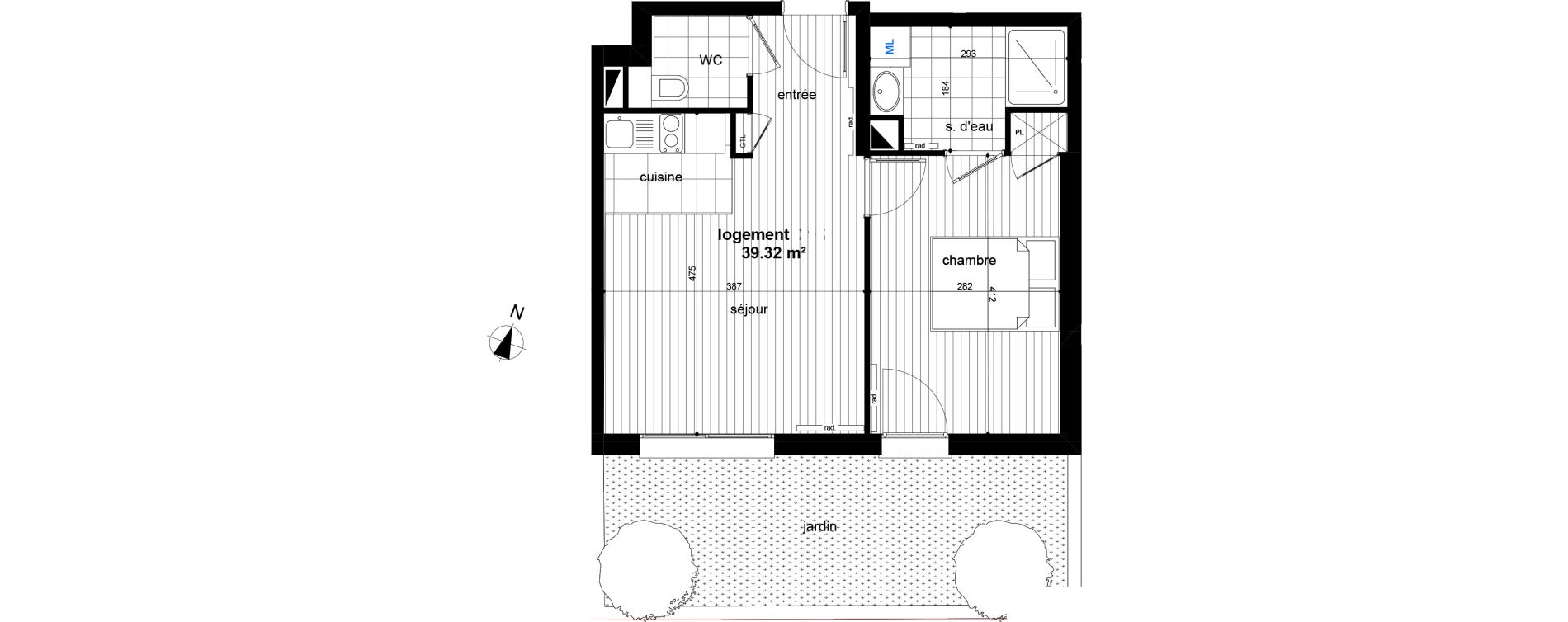 Appartement T2 de 39,32 m2 &agrave; Luc&eacute; Centre